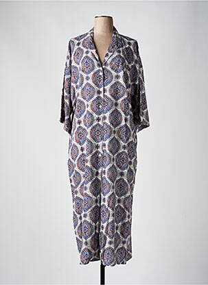 Robe longue imprimé fantaisie manches 3/4 gris GENESIS femme