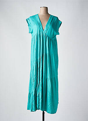 Robe longue manches courtes manches courtes vert GENESIS femme