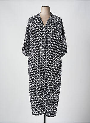 Robe longue imprimé fantaisie manches 3/4 noir GENESIS femme