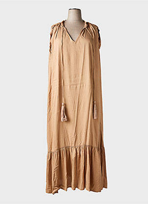 Robe longue coupe évasée sans manche marron GENESIS femme