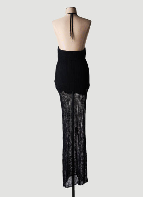 Robe longue manches dos nu fines bretelles noir GUESS femme