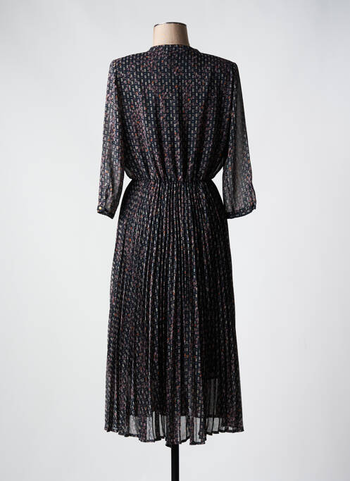 Robe mi-longue coupe fluide manches longues noir SESSUN femme