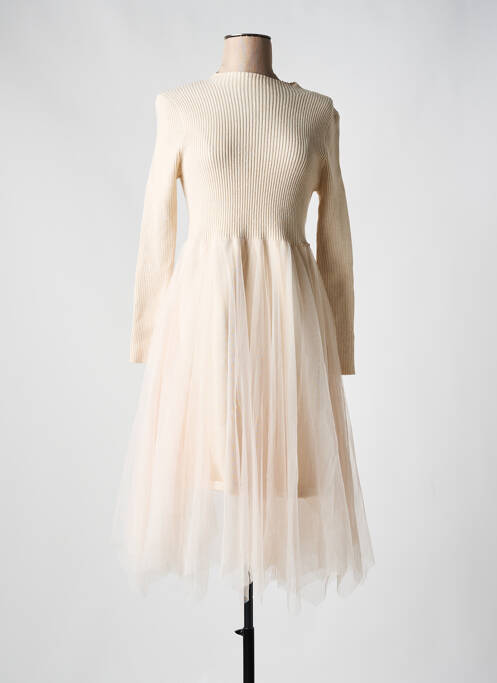 Robe mi-longue manches longues manches longues beige GOA GOA femme