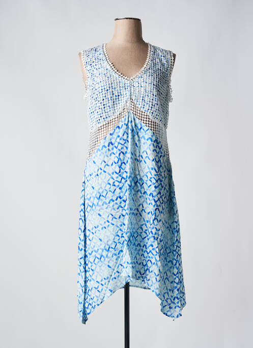 Robe mi-longue imprimé fantaisie sans manche bleu GOA GOA femme
