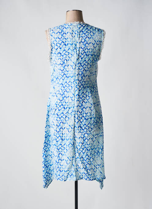 Robe mi-longue imprimé fantaisie sans manche bleu GOA GOA femme