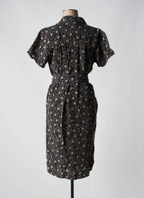 Robe mi-longue imprimé fantaisie manches courtes noir SESSUN femme