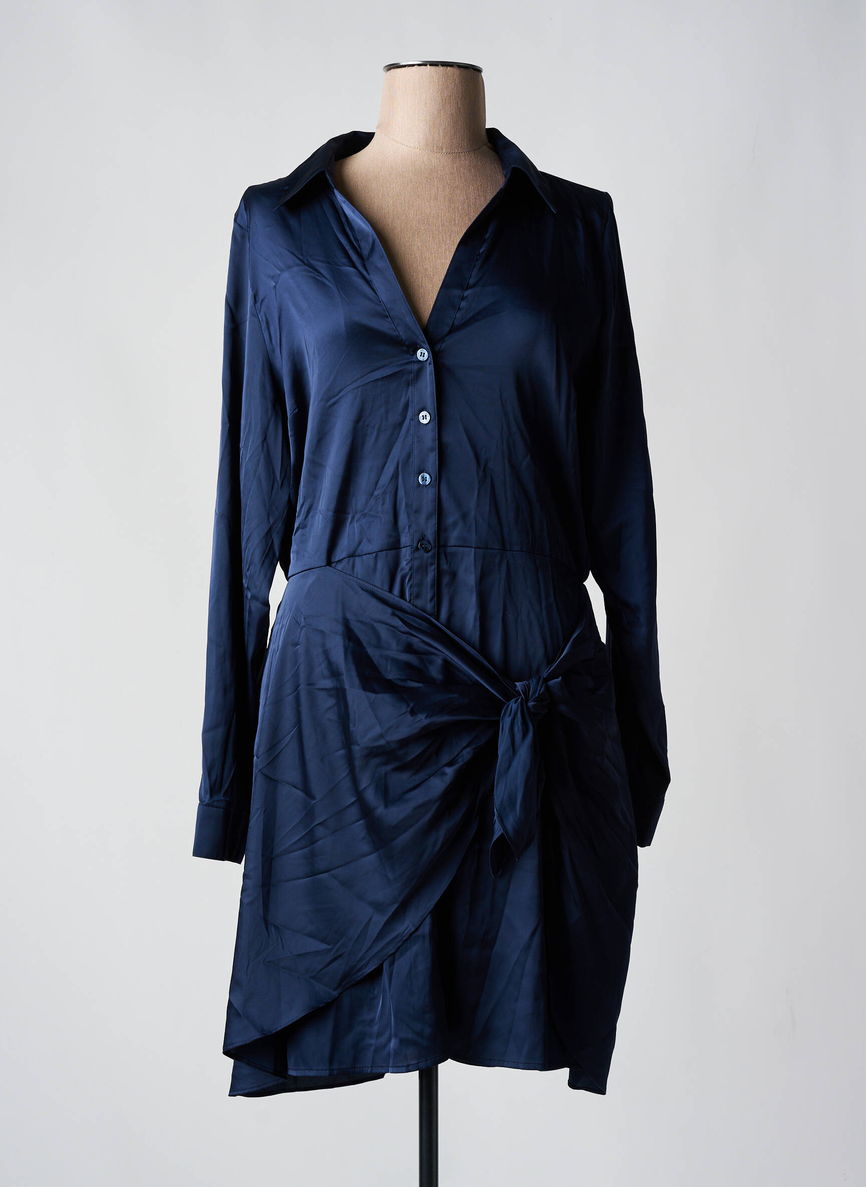Robe mi-longue manches longues manches longues bleu GUESS femme