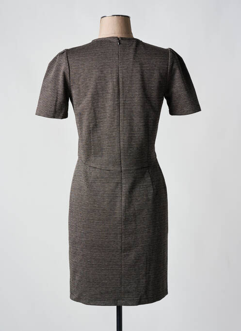 Robe courte fermeture zippée au dos manches courtes marron SESSUN femme