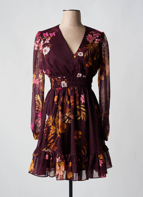 Robe courte manches longues manches longues rouge GUESS femme