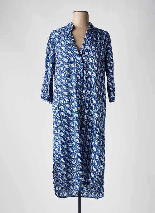 Robe mi-longue manches 3/4 manches 3/4 bleu GENESIS femme