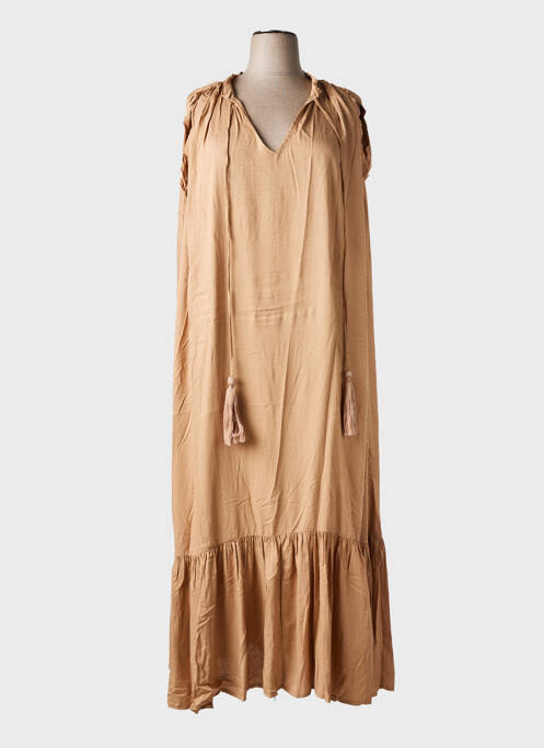 Robe longue coupe évasée sans manche marron GENESIS femme