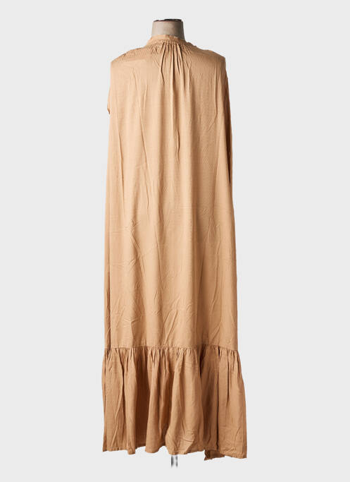 Robe longue coupe évasée sans manche marron GENESIS femme
