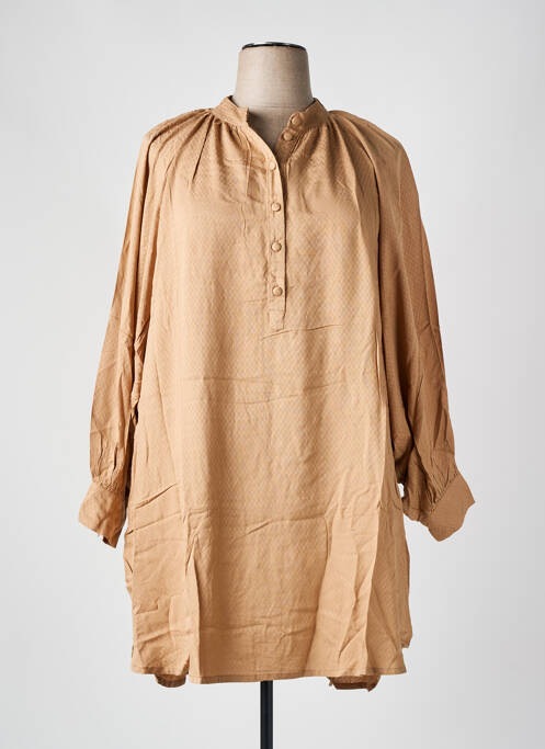 Robe courte manches longues manches longues marron GENESIS femme