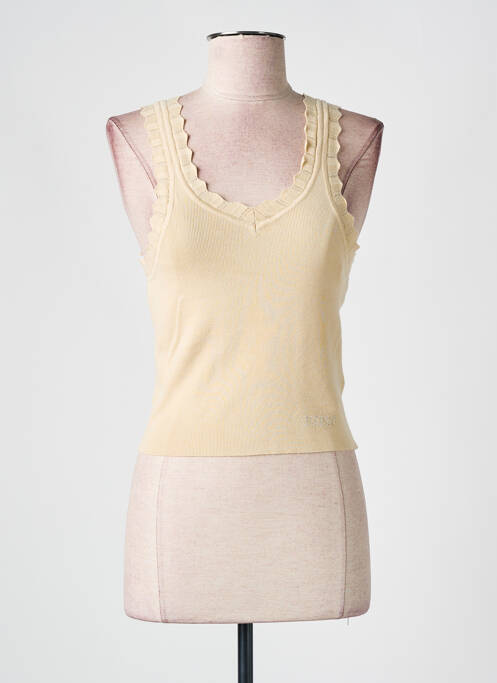 Pull col v sans manche beige GUESS femme