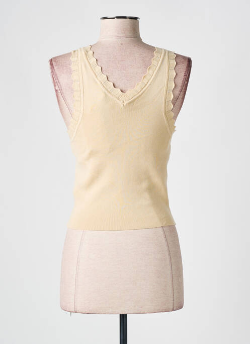 Pull col v sans manche beige GUESS femme