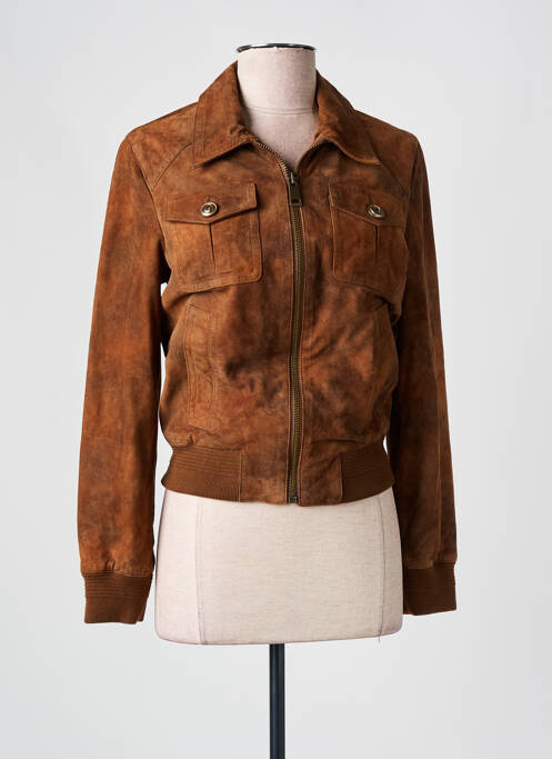 Veste en cuir marron GUESS pour femme