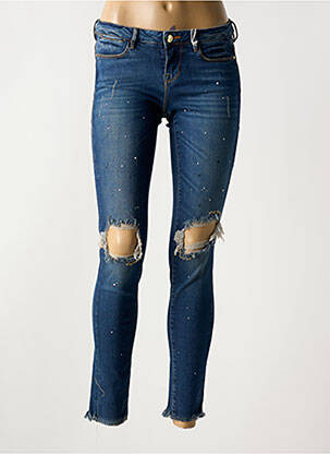 Jeans coupe slim effet usé délavé taille normale bleu GUESS femme