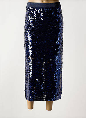 Jupe longue coupe droite bleu ICHI femme