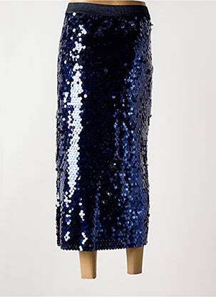 Jupe longue coupe droite bleu ICHI femme