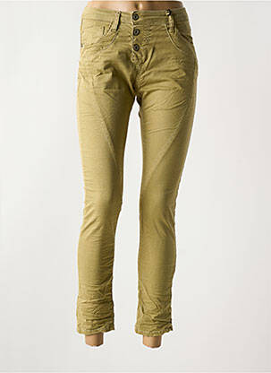 Pantalon slim tissage popeline taille normale vert PLEASE femme