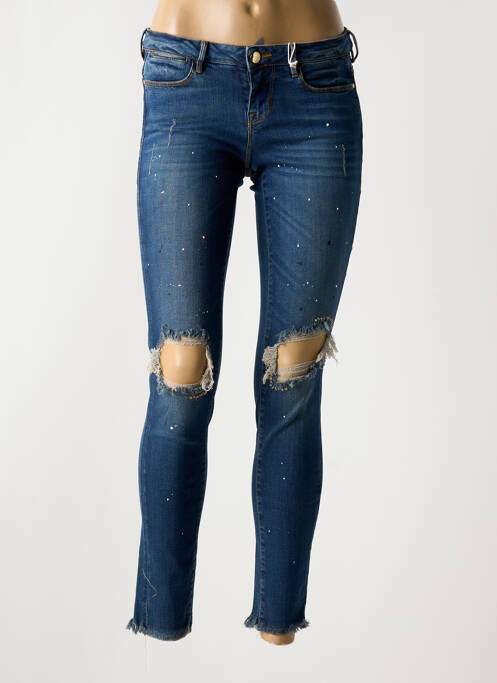 Jeans coupe slim effet usé délavé taille normale bleu GUESS femme