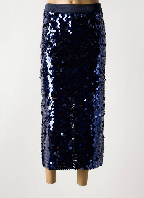 Jupe longue coupe droite bleu ICHI femme
