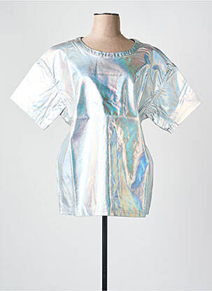 Top stretch manches courtes argent CHROMABLE femme