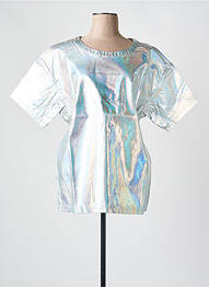 Top stretch manches courtes argent CHROMABLE femme