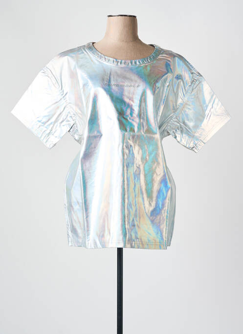 Top stretch manches courtes argent CHROMABLE femme