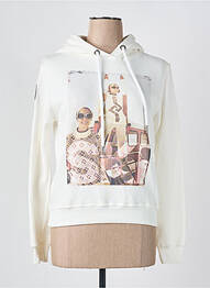 Sweat-shirt à capuche col v manches longues blanc 1921TSHIRT femme