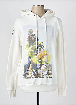 Sweat-shirt à capuche col v manches longues blanc 1921TSHIRT femme