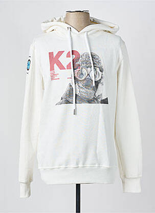Sweat-shirt à capuche col v manches longues blanc 1921TSHIRT femme