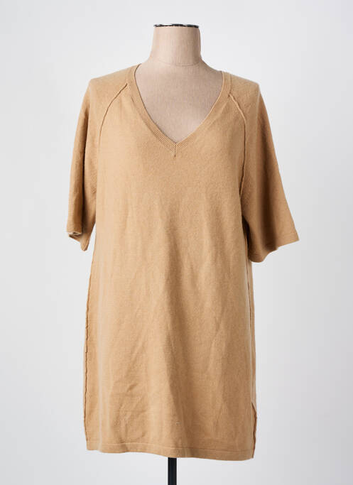 Robe pull col v manches courtes beige NOT SHY femme