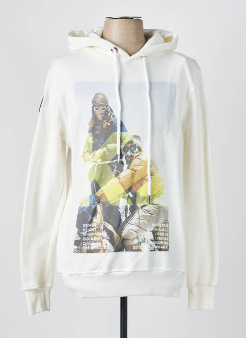 Sweat-shirt à capuche col v manches longues blanc 1921TSHIRT femme