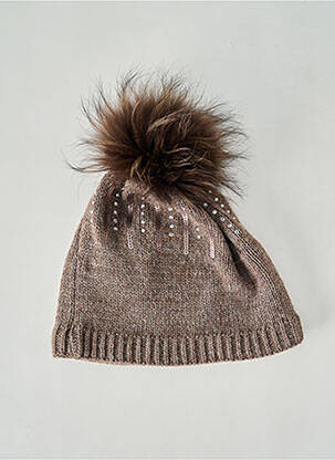 Bonnet maille tricot marron KRISTO femme