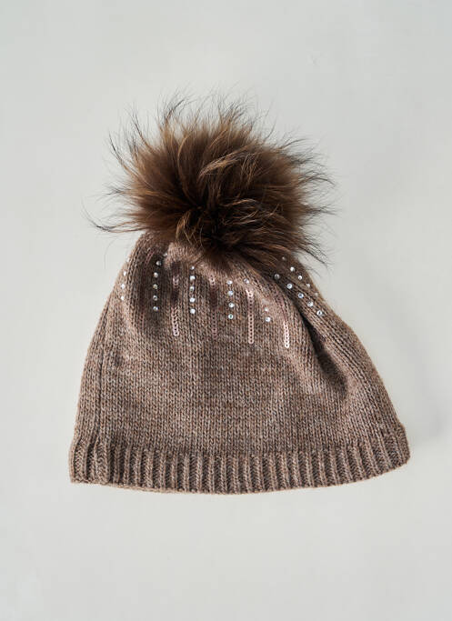 Bonnet maille tricot marron KRISTO femme
