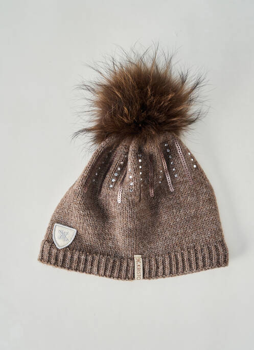 Bonnet maille tricot marron KRISTO femme