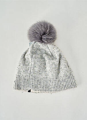 Bonnet fourrure véritable gris POINT NEIGE femme