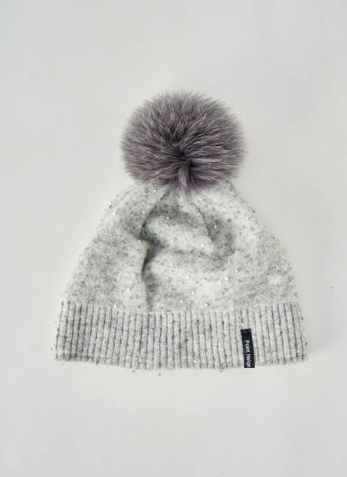 Bonnet fourrure véritable gris POINT NEIGE femme