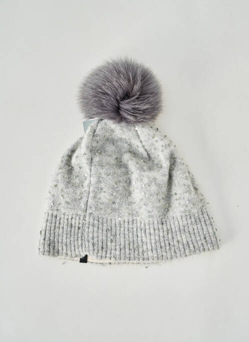 Bonnet fourrure véritable gris POINT NEIGE femme