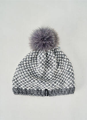 Bonnet fourrure véritable gris POINT NEIGE femme