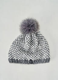 Bonnet fourrure véritable gris POINT NEIGE femme