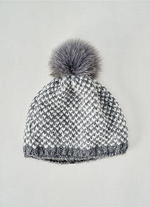 Bonnet fourrure véritable gris POINT NEIGE femme