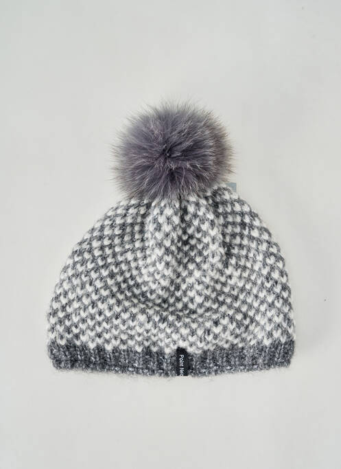 Bonnet fourrure véritable gris POINT NEIGE femme