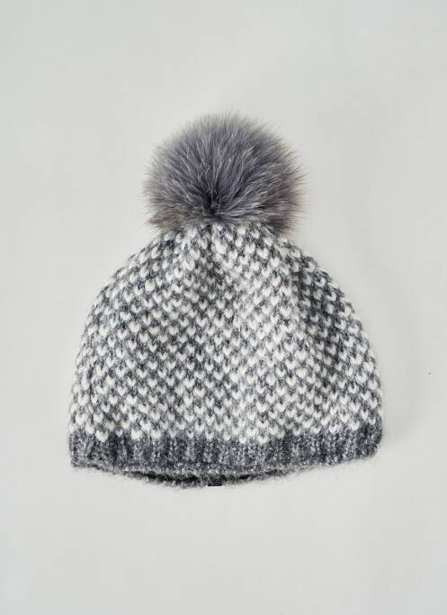 Bonnet fourrure véritable gris POINT NEIGE femme
