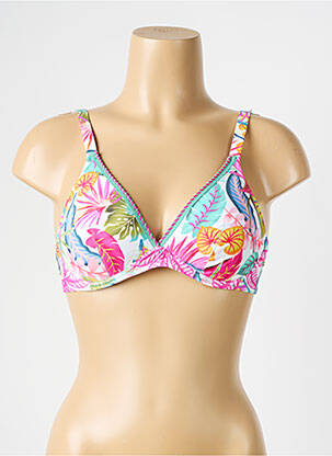 Haut de maillot de bain stretch haut soutien-gorge balconnet blanc ANTIGEL femme