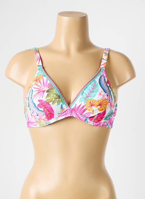 Haut de maillot de bain stretch haut soutien-gorge balconnet blanc ANTIGEL femme