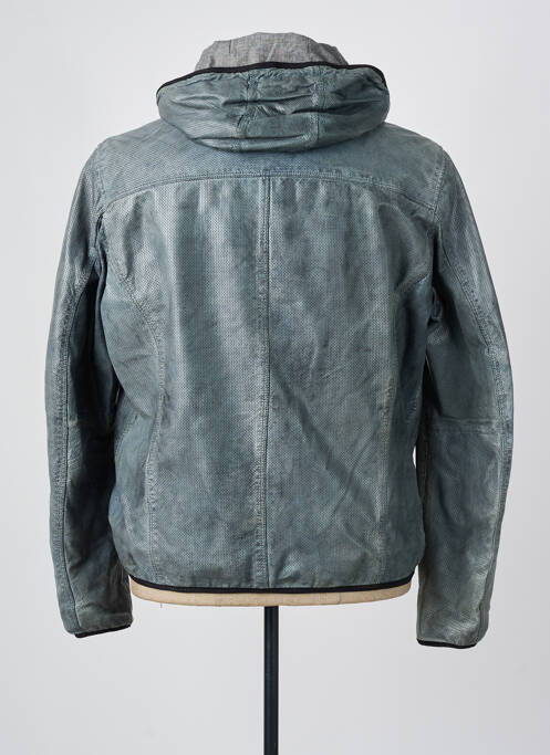 Veste en cuir poches gris MILESTONE homme