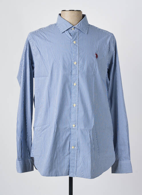 Chemise manches longues imprimé rayures bleu U.S. POLO ASSN homme