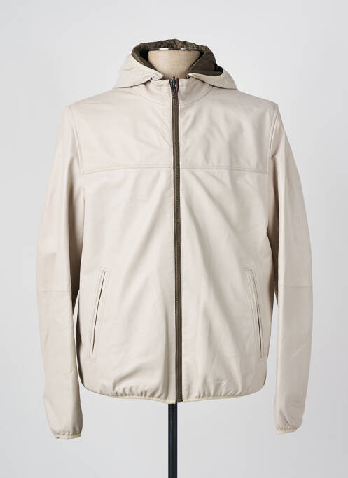 Veste en cuir beige MILESTONE pour homme
